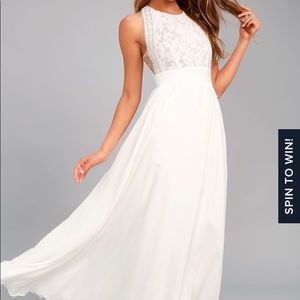 NWT Lulu Forever and Always White Lace Maxi Dress